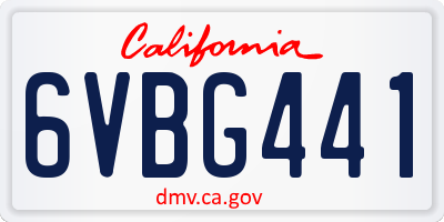 CA license plate 6VBG441