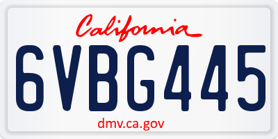 CA license plate 6VBG445