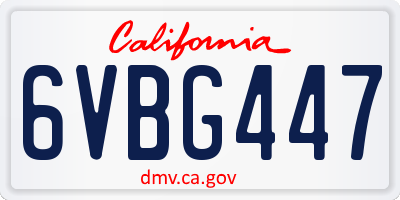 CA license plate 6VBG447