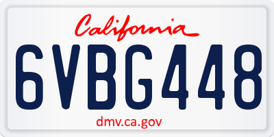 CA license plate 6VBG448