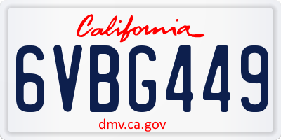 CA license plate 6VBG449
