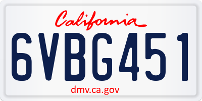 CA license plate 6VBG451