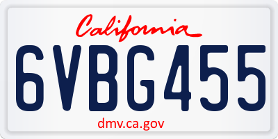 CA license plate 6VBG455