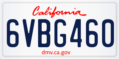 CA license plate 6VBG460