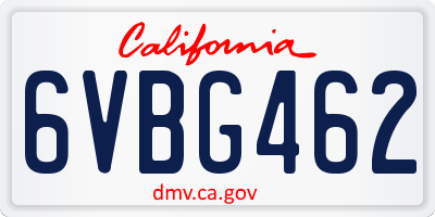 CA license plate 6VBG462