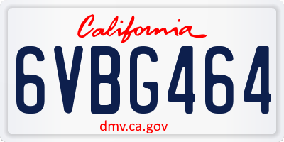 CA license plate 6VBG464