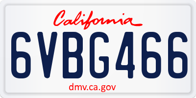 CA license plate 6VBG466