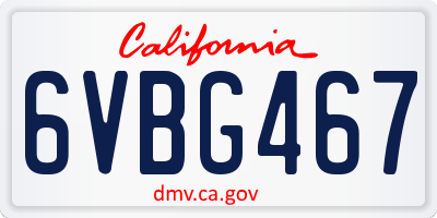 CA license plate 6VBG467
