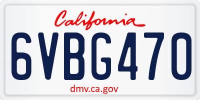 CA license plate 6VBG470