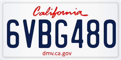CA license plate 6VBG480