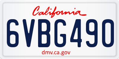 CA license plate 6VBG490