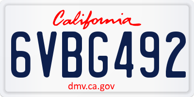 CA license plate 6VBG492
