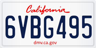 CA license plate 6VBG495