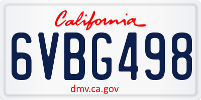 CA license plate 6VBG498