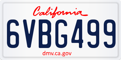 CA license plate 6VBG499