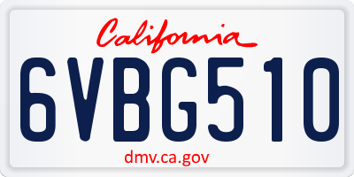 CA license plate 6VBG510