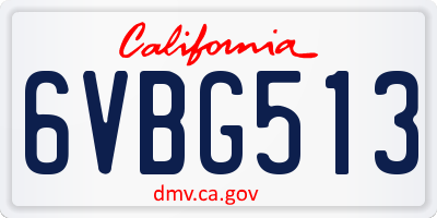 CA license plate 6VBG513