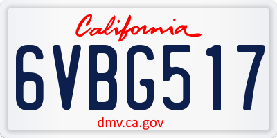 CA license plate 6VBG517