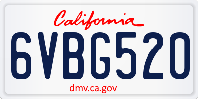 CA license plate 6VBG520