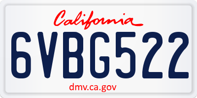 CA license plate 6VBG522
