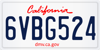 CA license plate 6VBG524