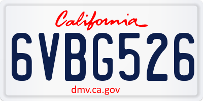 CA license plate 6VBG526