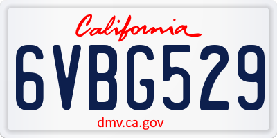 CA license plate 6VBG529