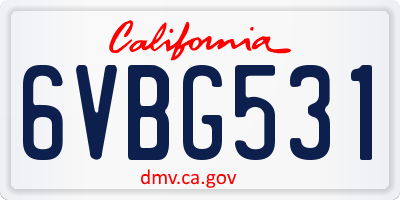CA license plate 6VBG531