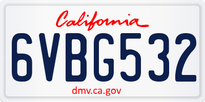 CA license plate 6VBG532