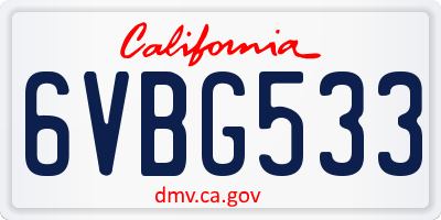 CA license plate 6VBG533