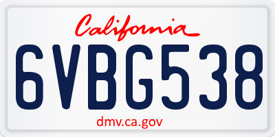 CA license plate 6VBG538