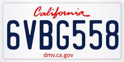 CA license plate 6VBG558