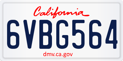 CA license plate 6VBG564