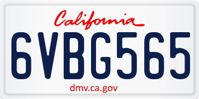 CA license plate 6VBG565