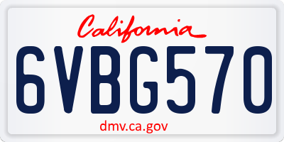 CA license plate 6VBG570