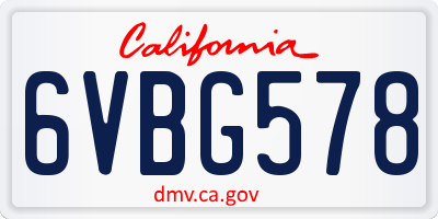 CA license plate 6VBG578