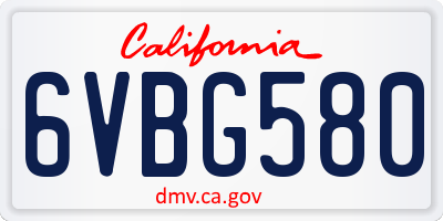 CA license plate 6VBG580