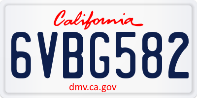 CA license plate 6VBG582