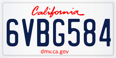 CA license plate 6VBG584