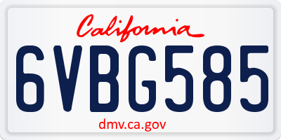 CA license plate 6VBG585