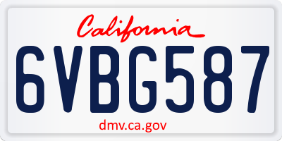 CA license plate 6VBG587