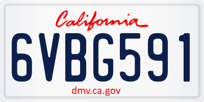 CA license plate 6VBG591
