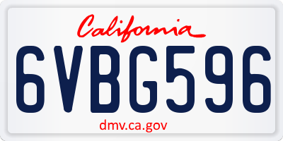 CA license plate 6VBG596