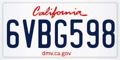 CA license plate 6VBG598