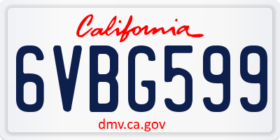 CA license plate 6VBG599