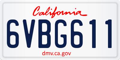CA license plate 6VBG611