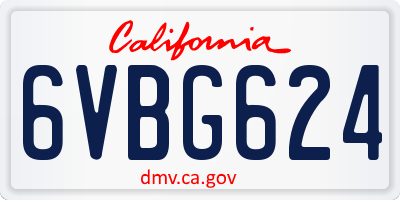 CA license plate 6VBG624
