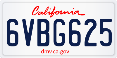 CA license plate 6VBG625