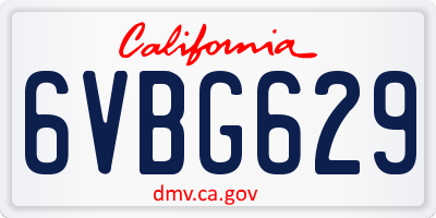 CA license plate 6VBG629
