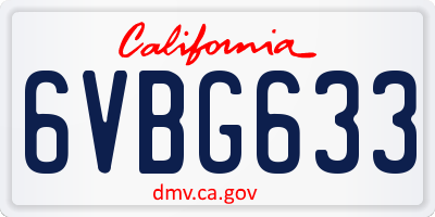 CA license plate 6VBG633